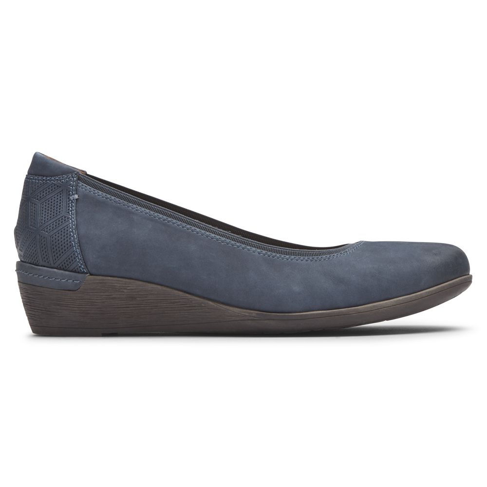 Rockport Canada Cobb Hill Devyn Wedge - Womens Pumps Stone Blue (ILZ460189)